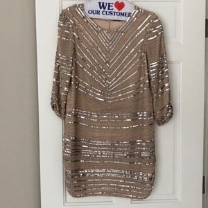 Parker Black Nude and sequin Dress